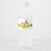Cute Party Goldfish Personalized Birthday Waterfles Etiket (Voorkant)