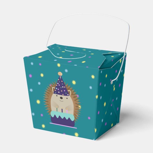 Cute Party hedgel met een Confetti achtergrond Bedankdoosjes (Voorkant Zijde)