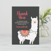 Cute Party Llama en Balloon Birthday Dank u Bedankkaart (Staand voorkant)