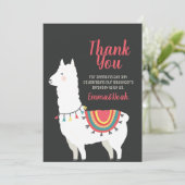 Cute Party Llama en Balloon Birthday Dank u Bedankkaart (Staand voorkant)