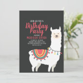 Cute Party Llama en Balloon Birthday Invitation Kaart (Staand voorkant)