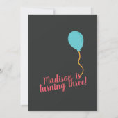 Cute Party Llama en Balloon Birthday Invitation Kaart (Achterkant)