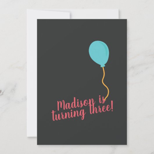 Cute Party Llama en Balloon Birthday Invitation Kaart (Achterkant)