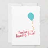 Cute Party Llama en Balloon Birthday Invitation Kaart (Achterkant)