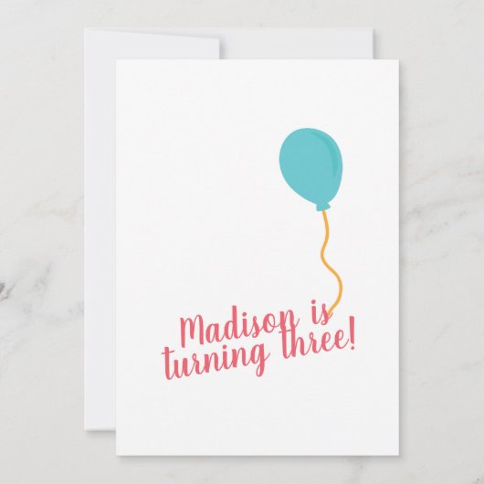 Cute Party Llama en Balloon Birthday Invitation Kaart (Achterkant)