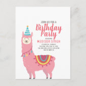 Cute Party Llama en Balloon Birthday Invitation Uitnodiging Briefkaart (Voorkant)