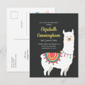Cute Party Llama en Balloon Birthday Uitnodiging Briefkaart (Voorkant / Achterkant)