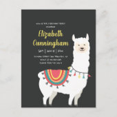 Cute Party Llama en Balloon Birthday Uitnodiging Briefkaart (Voorkant)