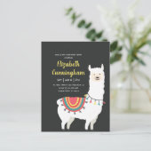 Cute Party Llama en Balloon Birthday Uitnodiging Briefkaart (Staand voorkant)