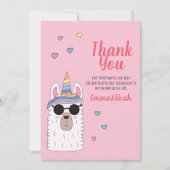 Cute Party Llamacorn Birthday Hartelijk dank Bedankkaart (Voorkant)