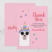 Cute Party Llamacorn Birthday Hartelijk dank Bedankkaart (Voorkant / Achterkant)