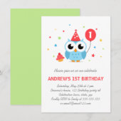 Cute party owl met ballon en cupcake jarig kaart (Voorkant / Achterkant)