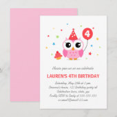 Cute party owl met ballon en cupcake jarig kaart (Voorkant / Achterkant)