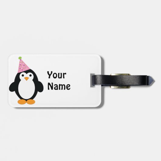 Cute Party Penguin Bagagelabel (Achterkant horizontaal)