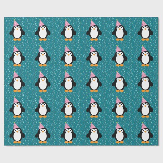 Cute Party Penguin Cadeaupapier (Vlak)