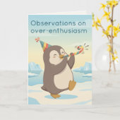 Cute Party Penguin | Dry Humour Custom Birthday Kaart (Gele Bloem)