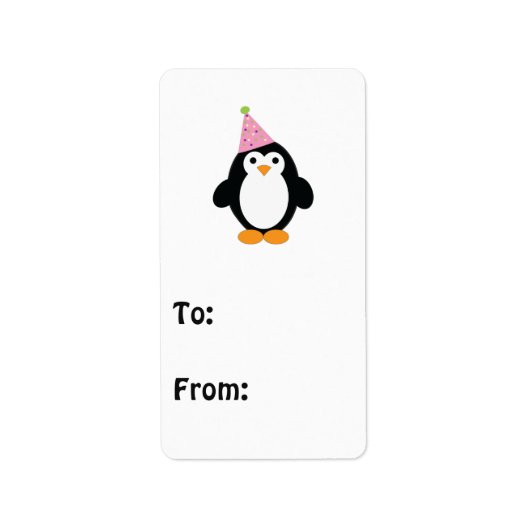 Cute Party Penguin Etiket (Voorkant)