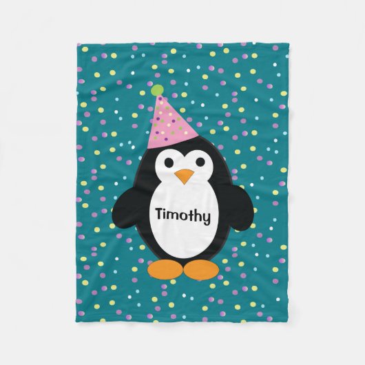 Cute Party Penguin Fleece Deken (Voorkant)