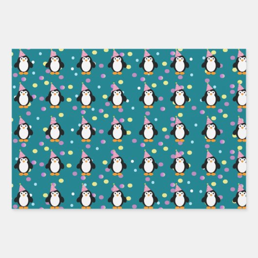 Cute Party Penguin Inpakpapier Vel (Voorkant)