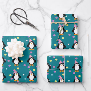 Cute Party Penguin Inpakpapier Vel