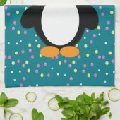 Cute Party Penguin met confetti-patroon Theedoek (Gevouwen)