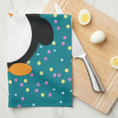 Cute Party Penguin met confetti-patroon Theedoek (Quarter Fold)