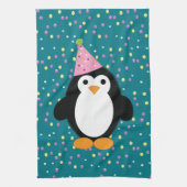 Cute Party Penguin met confetti-patroon Theedoek (Verticaal)