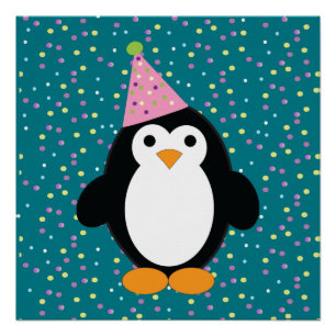 Cute Party Penguin Perfect Poster