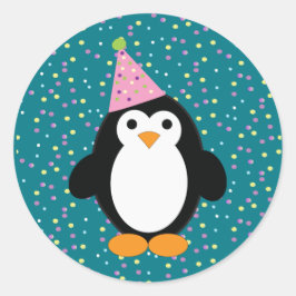 Cute Party Penguin Ronde Sticker