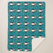 Cute Party Penguin Sherpa Deken (Voorkant)
