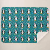 Cute Party Penguin Sherpa Deken (Voorkant (horizontaal))