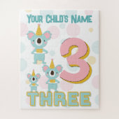 Cute Party Pet Koala nummer drie roze en Blauwgroe Legpuzzel (Verticaal)