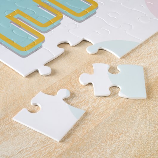 Cute Party Pet Koala nummer drie roze en Blauwgroe Legpuzzel (Zijkant)