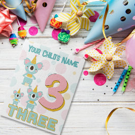 Cute Party Pet Koala nummer drie roze en Blauwgroe Legpuzzel