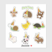 Cute Party Time Animals Sticker Set (Vel)