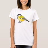 Cute Parus Major Bird Cartoon Illustration T-shirt (Voorkant)