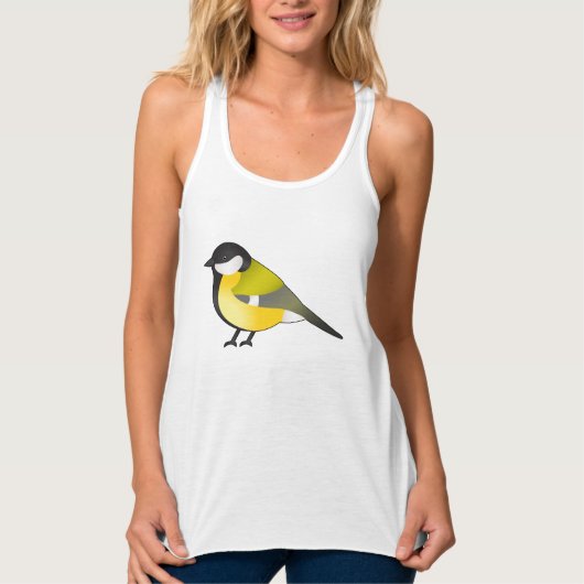 Cute Parus Major Bird Cartoon Illustration Tanktop (Voorkant)