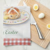 Cute Pasen Cadeaubeer Theedoek | Hot Cross Bun (Quarter Fold)