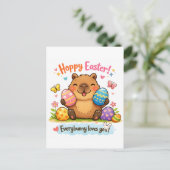 Cute Pasen Capybara Eieren Briefkaart (Staand voorkant)