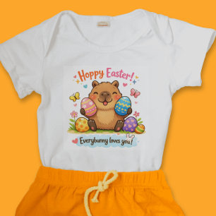Cute Pasen Capybara Eieren Konijn Romper