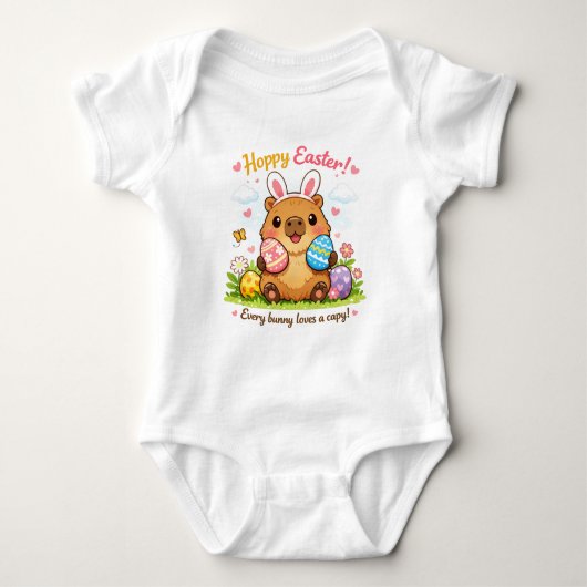Cute Pasen Capybara Eieren Konijnenoren Romper (Voorkant)