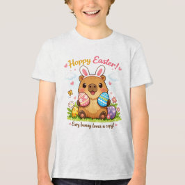 Cute Pasen Capybara Eieren Konijnenoren Tri-Blend Shirt