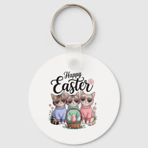 Cute Pasen Dag Kat Konijnenoren Eieren Grafisch Ma Sleutelhanger