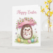 Cute Pasen-Egel met Bloemenscherm Kaart (Gele Bloem)