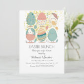Cute Pasen Eieren Diner Brunch Kaart (Staand voorkant)
