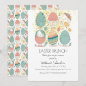 Cute Pasen Eieren Diner Brunch Kaart (Voorkant / Achterkant)