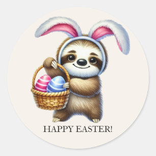 Cute Pasen Eieren Luiaard Konijnenoren Ronde Sticker