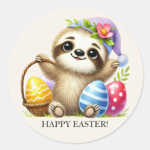 Cute Pasen Eieren Luiaard Ronde Sticker