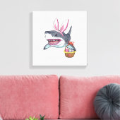 Cute Pasen Haaien Konijn Oren Mand Eieren Gelukkig Canvas Afdruk (Insitu (Woonkamer))