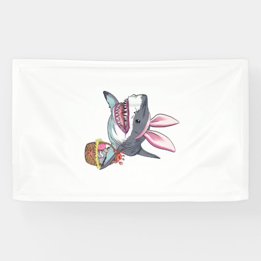 Cute Pasen Haaien Konijn Oren Mand Eieren Happy Pa Spandoek (Horizontaal)